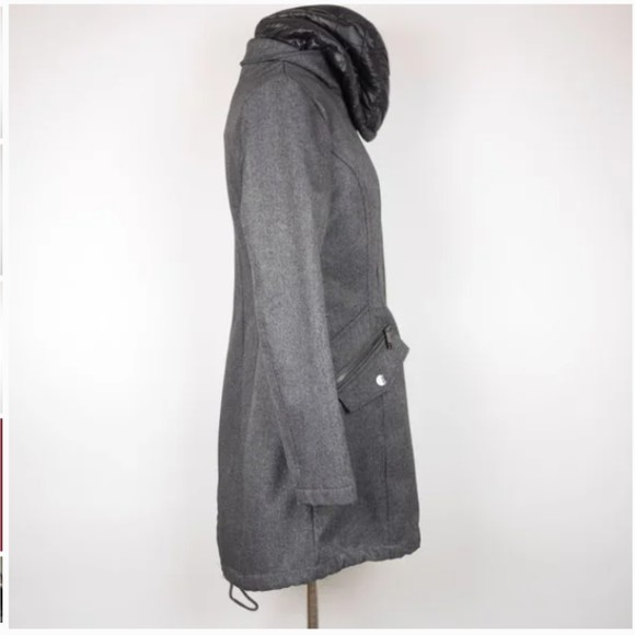 GUESS Women's Gray Pea Coat Trench with Hood and Insulated Puffer Vest S - Picture 5 of 13